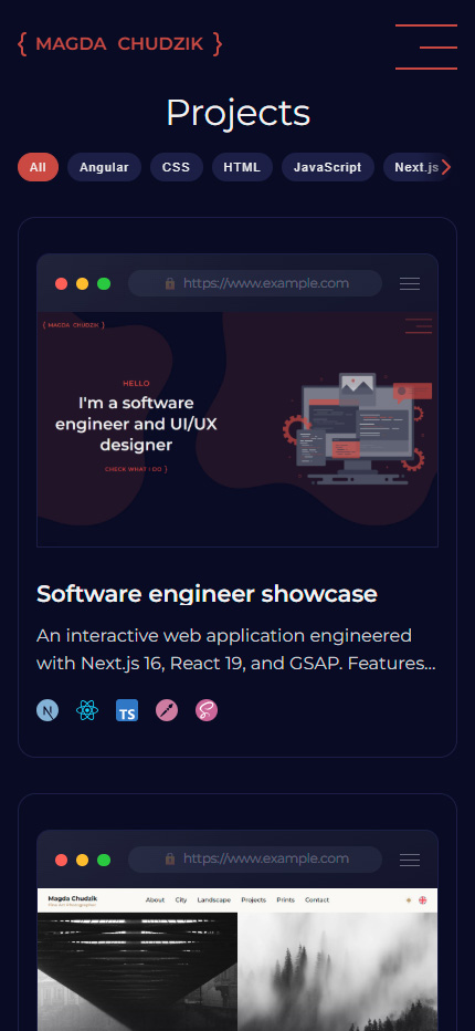 Software engineer portfolio mockup 2