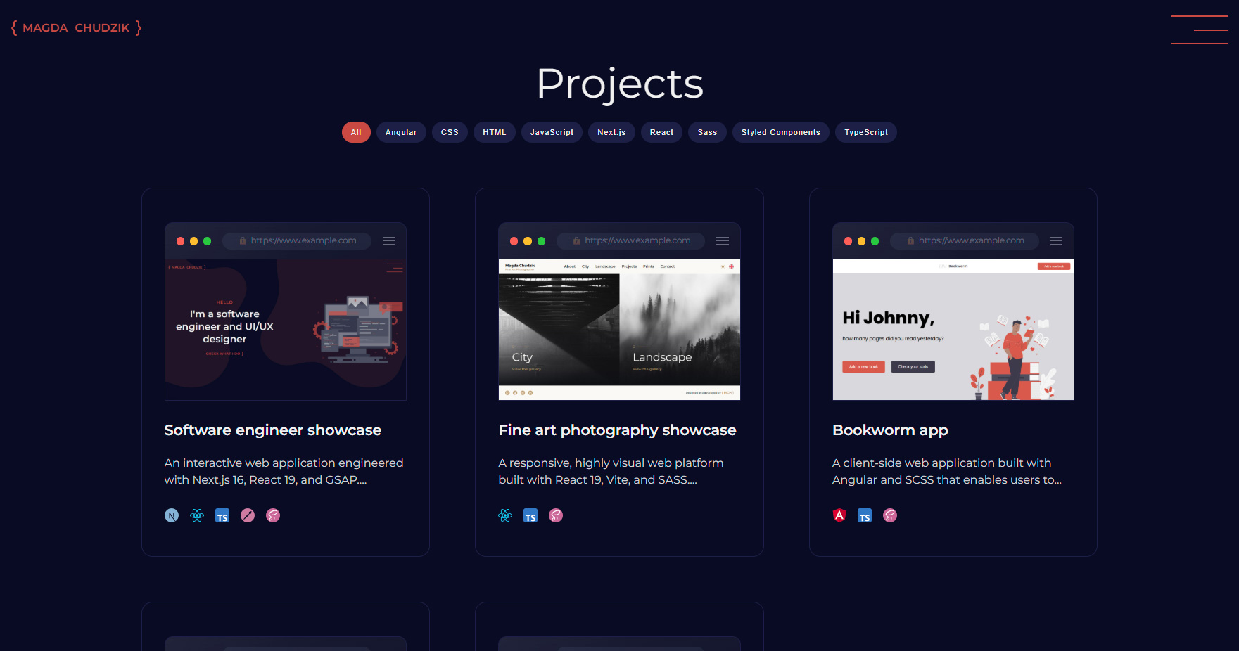 Software engineer portfolio mockup 2